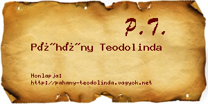 Páhány Teodolinda névjegykártya